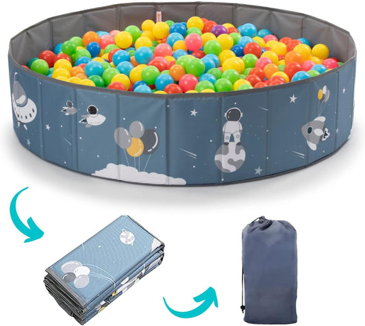 RUGUIES- Piscina de Bolas para Niños hasta 3 Años-Parque de Bolas Infantil-Piscina Bolas Redonda para Bebés-Plegable y Portátil-Cubo Juguetes Interior y Exterior- 80x26cm-(Bolas no Incluidas)