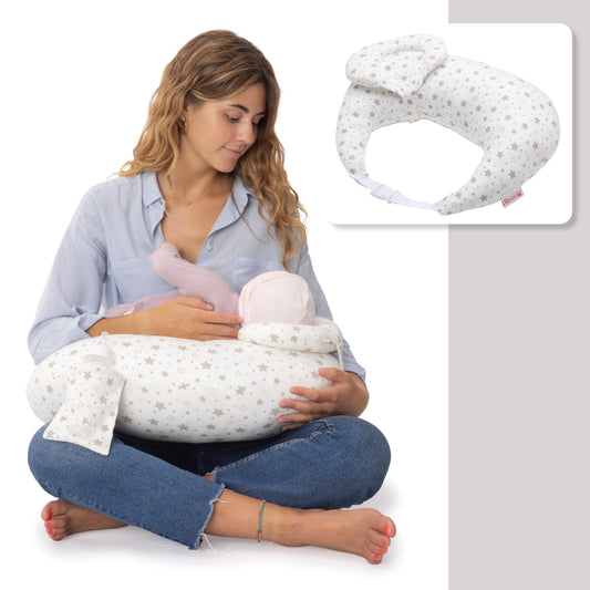 RUGUIES- Cojín Lactancia Ajustable y Ergonómico- Cojín de Lactancia pequeño- Almohada Embarazo-Funda Extraíble y Lavable 100% Algodón- Almohadita Bebé a 45º Antireflujo para Máximo Confort.