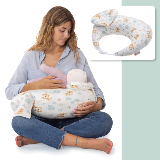 RUGUIES- Cojín Lactancia Ajustable y Ergonómico- Cojín de Lactancia pequeño- Almohada Embarazo-Funda Extraíble y Lavable 100% Algodón- Almohadita Bebé a 45º Antireflujo para Máximo Confort.