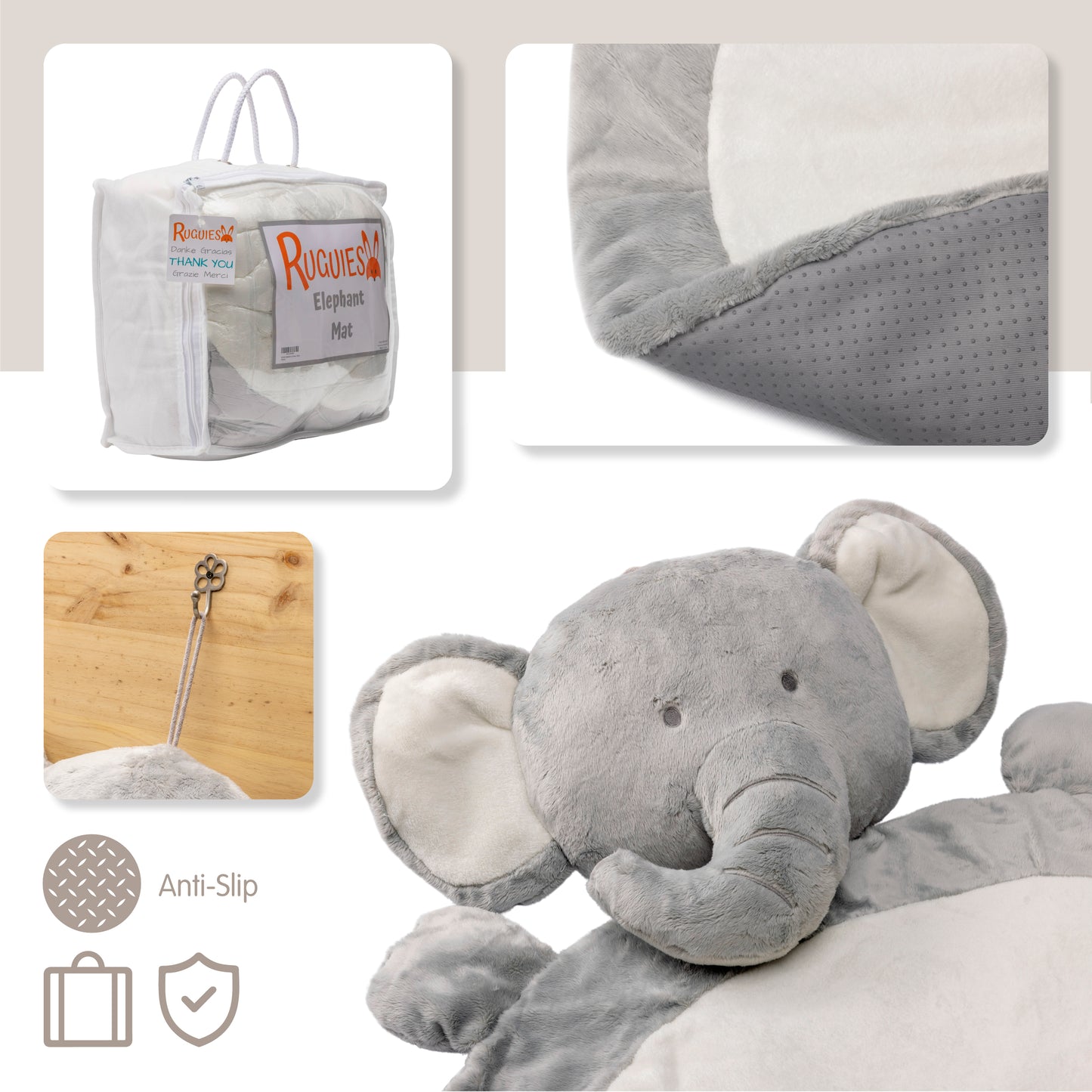 RUGUIES- Manta Bebé Acolchada- Manta Juegos Bebé- Cojín de Suelo para Bebés -Tapete para Gatear y Siesta- Infantil Peluche-Regalo Nacimiento- Baby Shower niño niña- Talla XL.