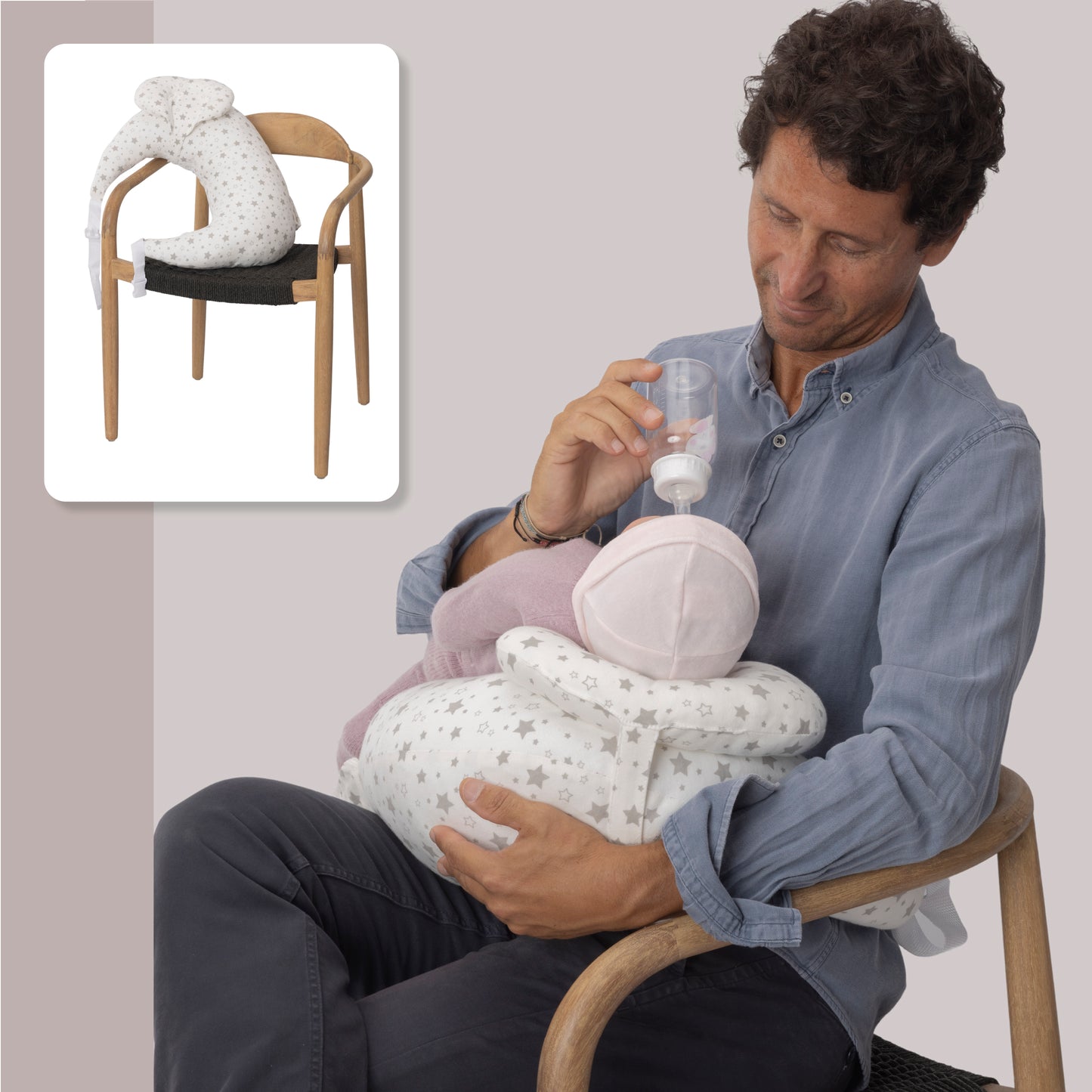 RUGUIES- Adjustable and Ergonomic Breastfeeding Cushion- Small Breastfeeding Cushion- Pregnancy Pillow-Removable and Washable Cover 100% Cotton- Baby Pillow at 45º Anti-reflux for Maximum Comfort. 