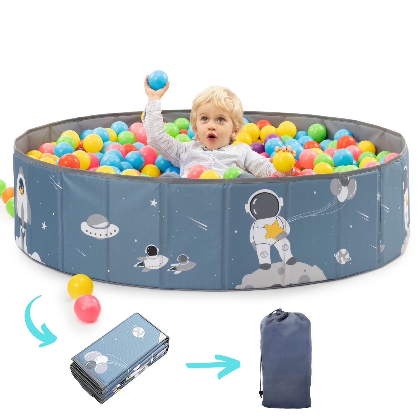 RUGUIES- Piscina de Bolas para niños- Parque de Bolas Infantil- Piscina Bolas para Bebés-Piscina Pelotas Plegable y Portátil-Cubo Juguetes Interior y Exterior-120x30cm-(Bolas no Incluidas)