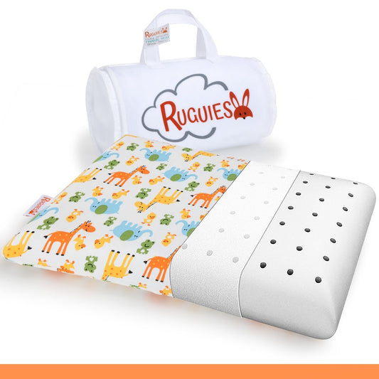 RUGUIES- Oreiller à Mémoire de Forme, Hypoallergénique et Respirant pour Enfants et Bébés-Coussin Enfant-Housse Lavable 100% Coton-Oeko-Tex- 1 à 10 ans XL (58x32x 5-7cm)- Sac de Voyage Inclus. 