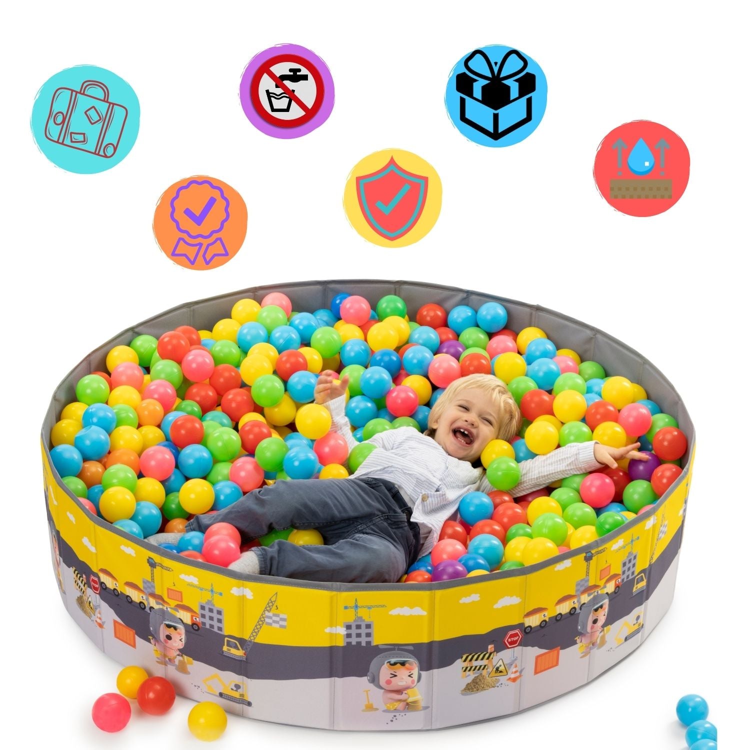 RUGUIES- Piscina de Bolas para niños- Parque de Bolas Infantil- Piscina  Bolas para Bebés-Piscina Pelotas Plegable y Portátil-Cubo Juguetes Interior  y Exterior-120x30cm-(Bolas no Incluidas) : : Juguetes y juegos