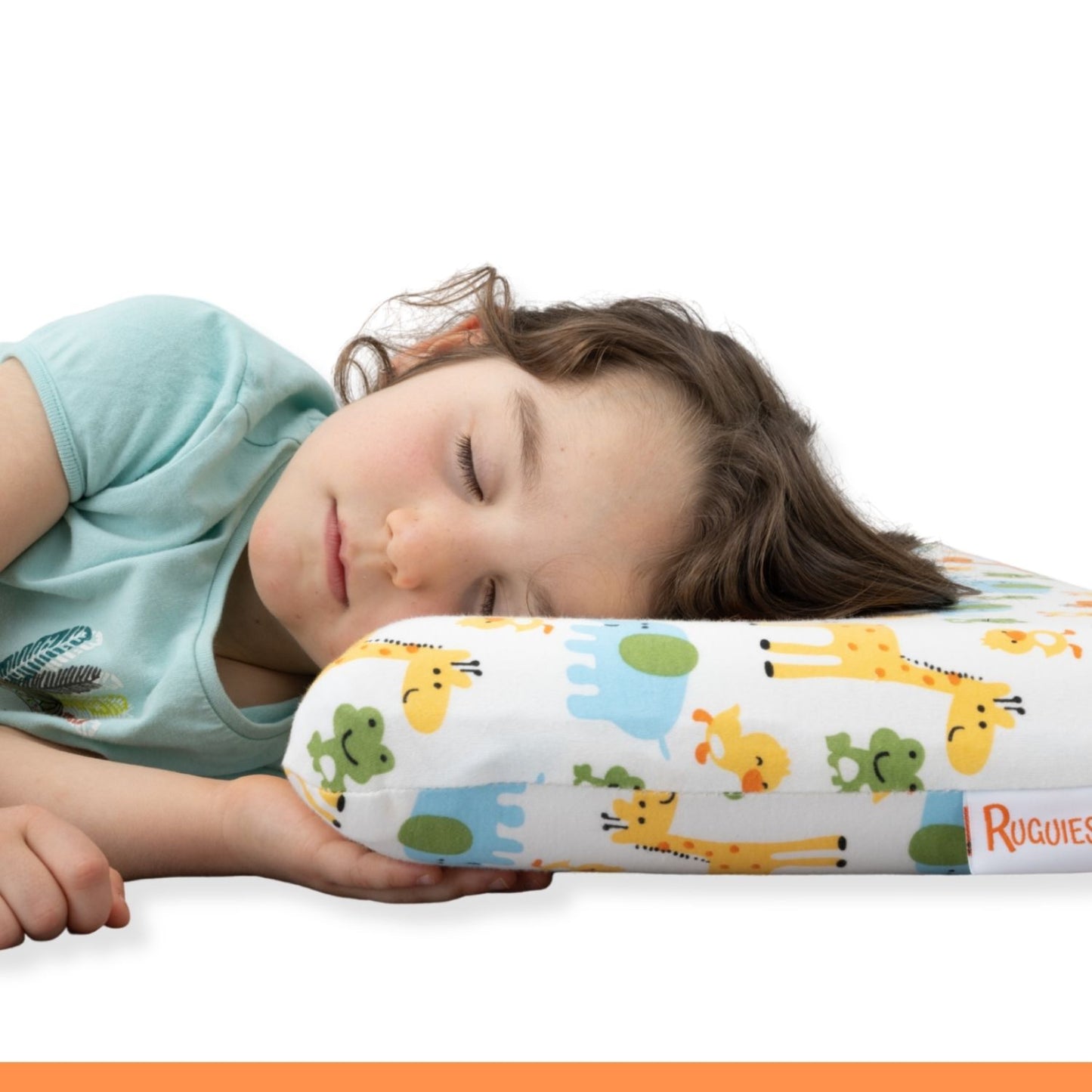 RUGUIES- Almohada para Niños y Bebés de Viscoelástica, Hipoalergénica y Transpirable-Cojín Infantil-Funda Lavable de Algodón 100%-Oeko-Tex- 1 a 10 años XL (58x32x 5-7cm)- Bolsa Viaje Incluída.