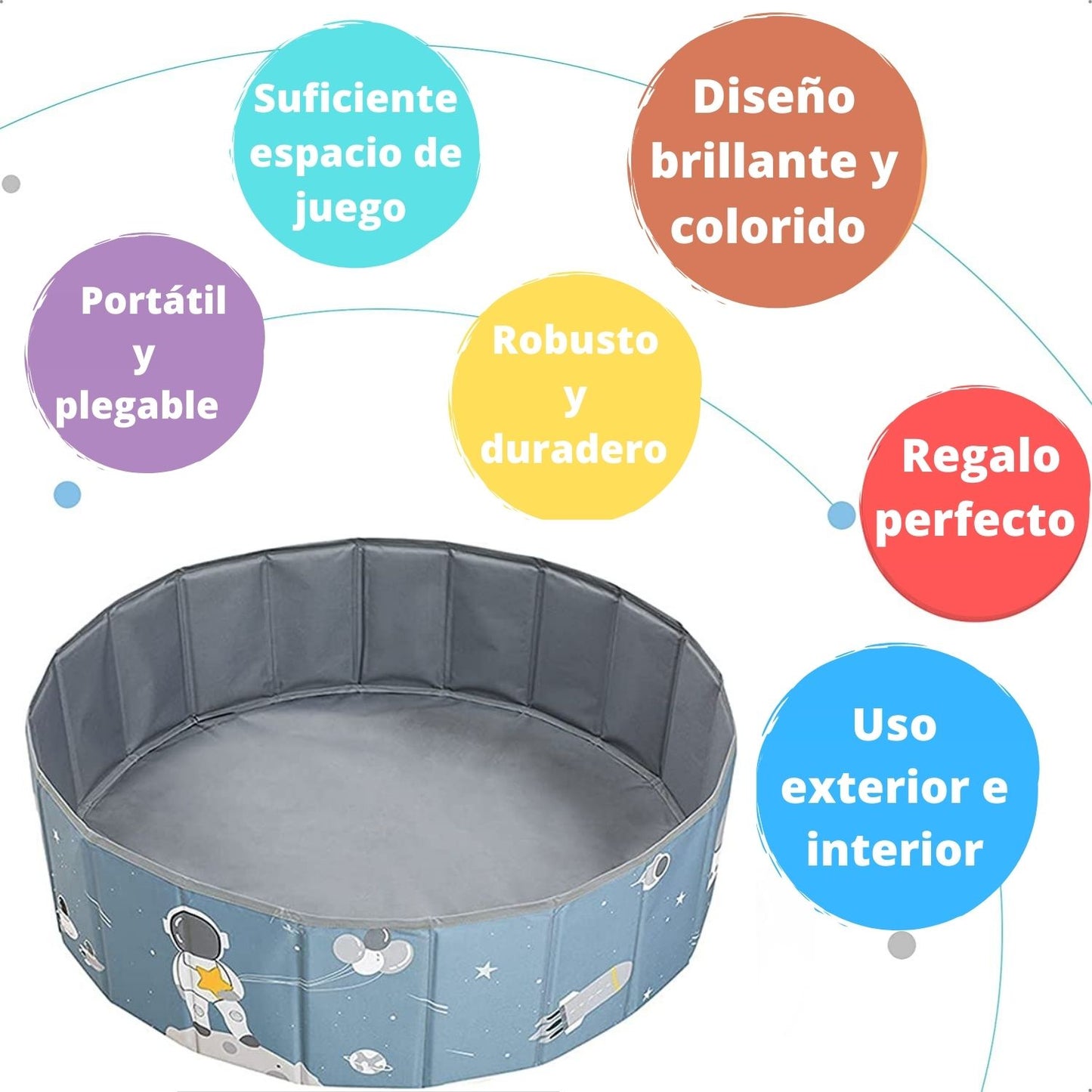 RUGUIES- Piscina de Bolas para Niños hasta 3 Años-Parque de Bolas Infantil-Piscina Bolas Redonda para Bebés-Plegable y Portátil-Cubo Juguetes Interior y Exterior- 80x26cm-(Bolas no Incluidas)