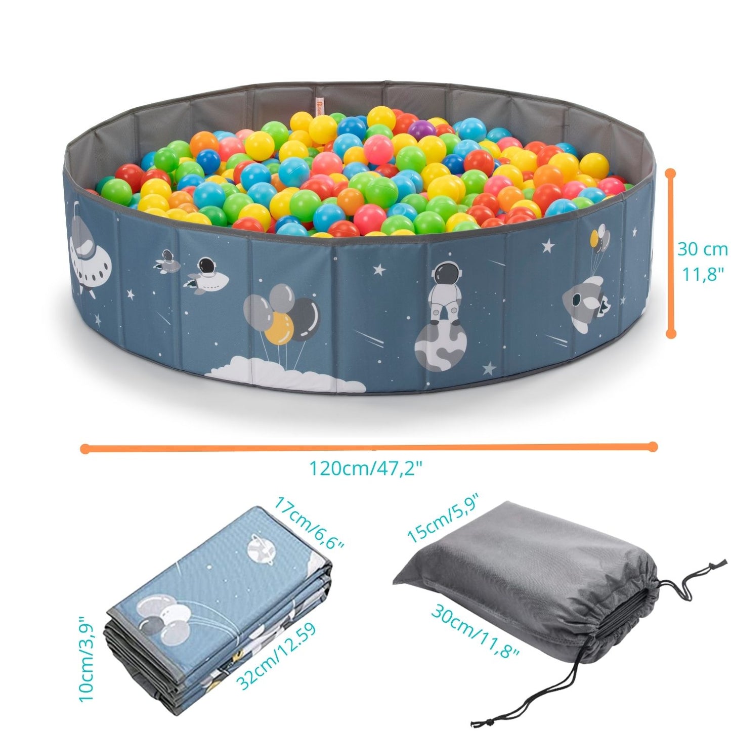 RUGUIES- Piscine à balles pour enfants- Parc à balles pour enfants- Piscine à balles pour bébés- Piscine à balles pliable et portable- Cube Toys Intérieur et extérieur-120x30cm-(Balles non incluses) 